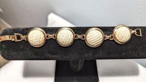 Vintage Bergere Basket Weave Fabric Panel Bracelet